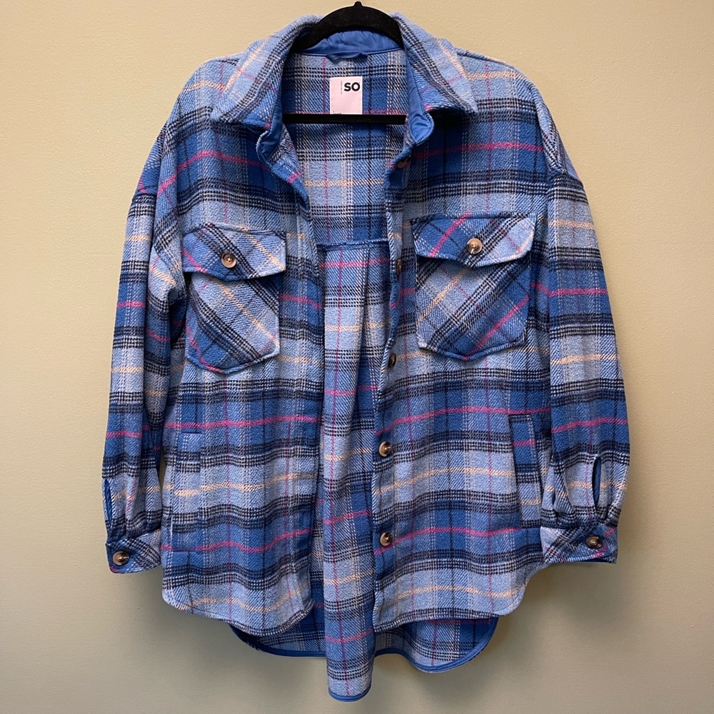 Blue and Pink Plaid Shacket